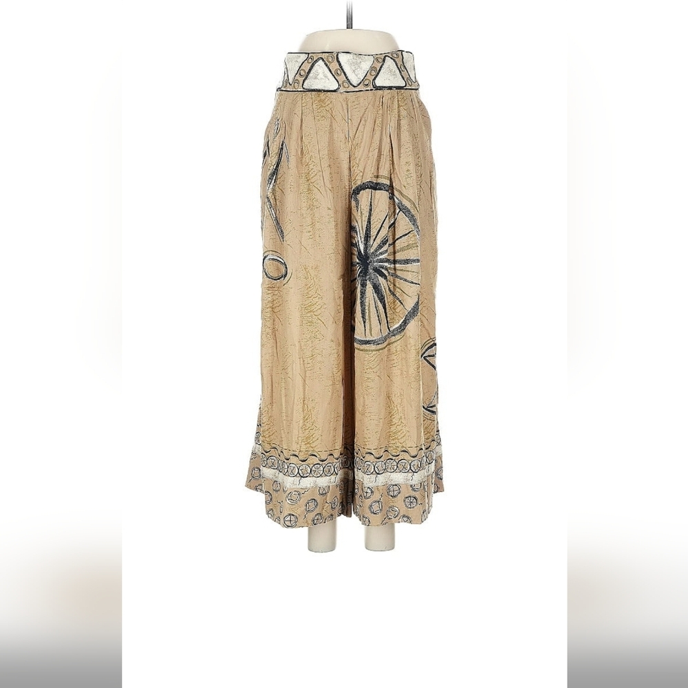 Vintage Tan Palazzo Platinum Wide Leg Capris by Dorothy Schoelen